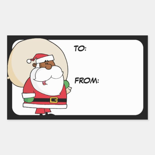 Black Santa Speelgoed Sack Gift Label Sticker (Voorkant)