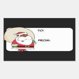 Black Santa Speelgoed Sack Gift Label Sticker