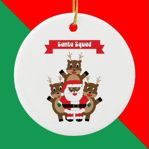 Black Santa Squad Rendier Grappig Keramisch Ornament