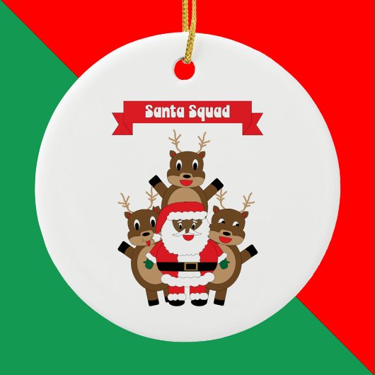 Black Santa Squad Rendier Grappig Keramisch Ornament