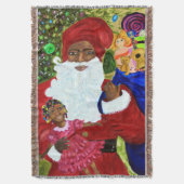 Black Santa Throw Blanket - Home Decor Gifts Deken (Voorkant Verticaal)