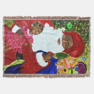 Black Santa Throw Blanket - Home Decor Gifts Deken
