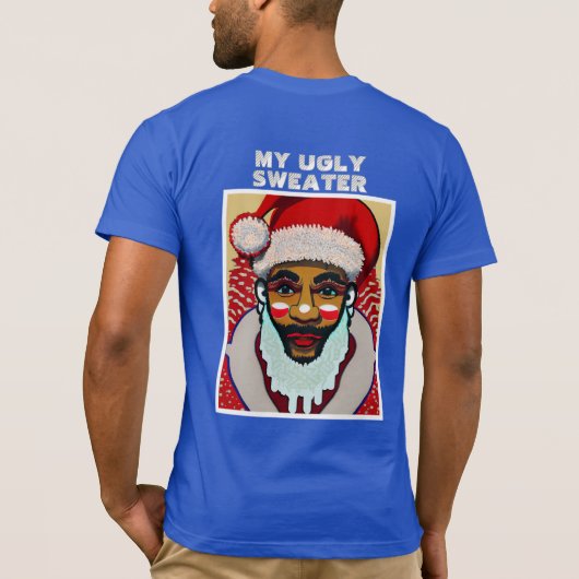 Black Santa Ugly Holiday "Sweater" T-shirt (Achterkant)