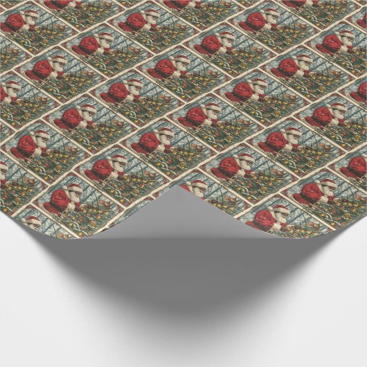 Black Santa's  Bird Holiday Tree Cadeaupapier (Hoek)