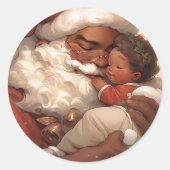 Black Santa's Joy Ronde Sticker (Voorkant)