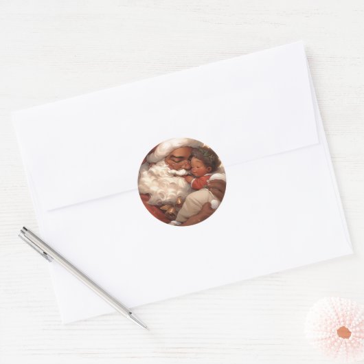 Black Santa's Joy Ronde Sticker (Envelop)