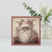 Black Santa's Rococo Look - Roze Bloemen Touch Feestdagenkaart (Staand voorkant)