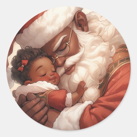 Black Santa's Tender Heart of Joy Ronde Sticker (Voorkant)