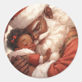 Black Santa's Tender Heart of Joy Ronde Sticker