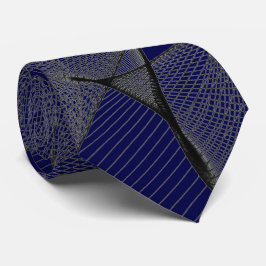 Black Sapphire Blue 000044 & Silver "Spider Web" Stropdas