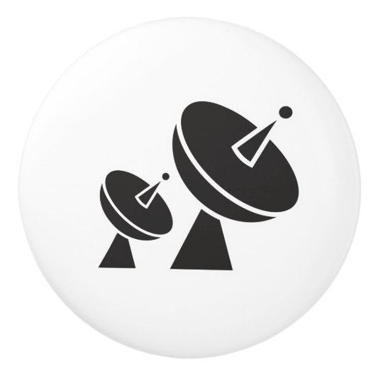 Black Satellite Dish Ceramic Knob. Keramische Knop (Voorkant)
