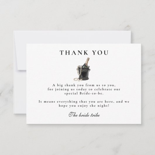 Black Satin Bow Pearls Bridal Shower Bedankkaart (Voorkant)