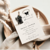 Black Satin Bow Pearls Bridal Shower Kaart