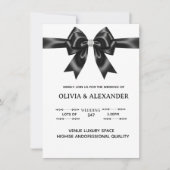 Black Satin Bow Wedding Invitation | Elegant Ribbo Kaart (Voorkant)