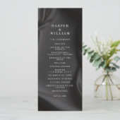 black Satin Elegance Wedding Program Kaart (Staand voorkant)