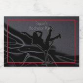 Black Satin Silhouette Bachelor Party Likeurfles Etiket (Enkel label)