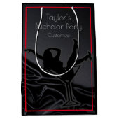 Black Satin Silhouette Bachelor Party Medium Cadeauzakje (Voorkant)