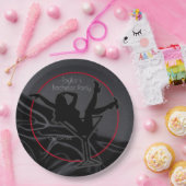 Black Satin Silhouette Bachelor Party Papieren Bordje (Feest)