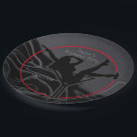 Black Satin Silhouette Bachelor Party Papieren Bordje<br><div class="desc">*Aanpassen met jouw tekst.</div>