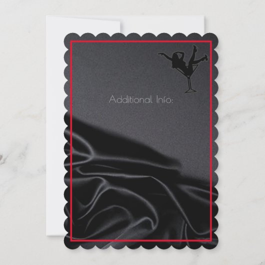 Black Satin Silhouette Bachelor Party Uitnodiging (Achterkant)