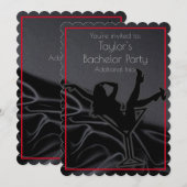 Black Satin Silhouette Bachelor Party Uitnodiging (Voorkant / Achterkant)
