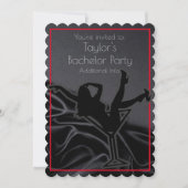 Black Satin Silhouette Bachelor Party Uitnodiging (Voorkant)
