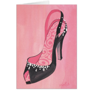 "Black Satin Sling-Back Pump"-kaart