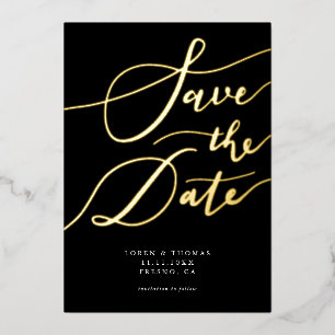 Black Save the Date Calligraphy Folie Uitnodiging