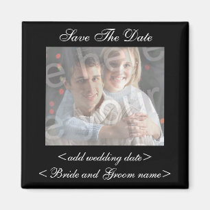 Black Save the Date Photo Magnet