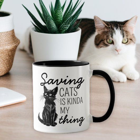 Black Saving Cats Kattenliefhebber Mok