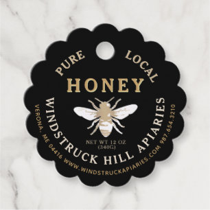 Black Scallop Creamed Honey Label met Honeybee