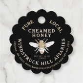 Black Scallop Creamed Honey Label met Honeybee (Voorkant)