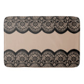 Black Scalloped Lace Custom Bath Mat (Voorkant)