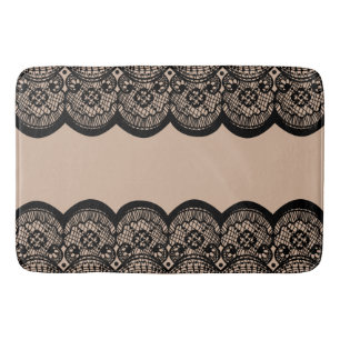 Black Scalloped Lace Custom Bath Mat