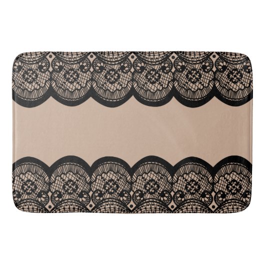 Black Scalloped Lace Custom Bath Mat (Voorkant)