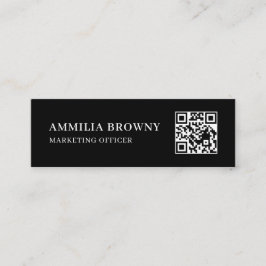 Black Scannable QR | Minimal Modern Contact Design Mini Visitekaartje
