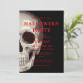 Black Scary Skull Uitnodiging voor volwassen Hallo (Staand voorkant)