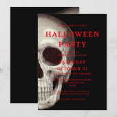 Black Scary Skull Uitnodiging voor volwassen Hallo (Voorkant / Achterkant)