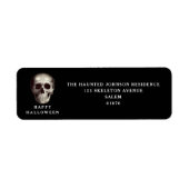 Black Scary Skull Volwassen Halloween Adres Etiket (Voorkant)