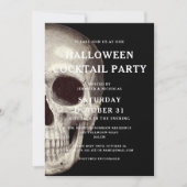 Black Scary Skull Volwassen Halloween Cocktail Par Kaart (Voorkant)