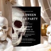 Black Scary Skull Volwassen Halloween Dinner Party Kaart