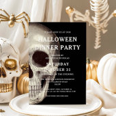Black Scary Skull Volwassen Halloween Dinner Party Kaart