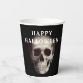 Black Scary Skull Volwassen Halloween Papieren Bekers (Achterkant)