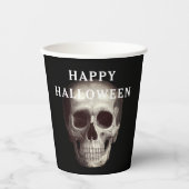 Black Scary Skull Volwassen Halloween Papieren Bekers (Voorkant)