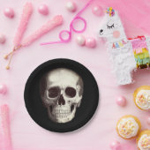 Black Scary Skull Volwassen Halloween Papieren Bordje (Feest)