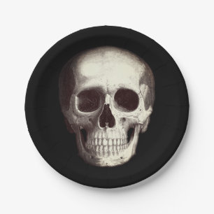 Black Scary Skull Volwassen Halloween Papieren Bordje