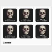 Black Scary Skull Volwassen Halloween Vierkante Sticker (Vel)