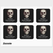 Black Scary Skull Volwassen Halloween Vierkante Sticker (Vel)