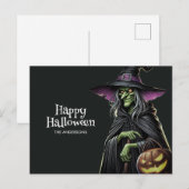 Black Scary Witch Happy Halloween Briefkaart (Voorkant / Achterkant)