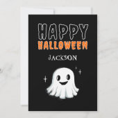 Black Schattige Ghost Spooky Custom Happy Hallowee Feestdagenkaart (Voorkant)